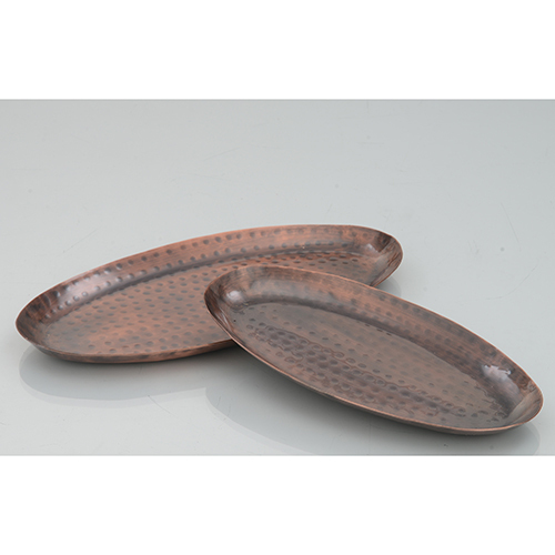 Plain Round Copper Oval Platter - Finish: Matt-Glossy