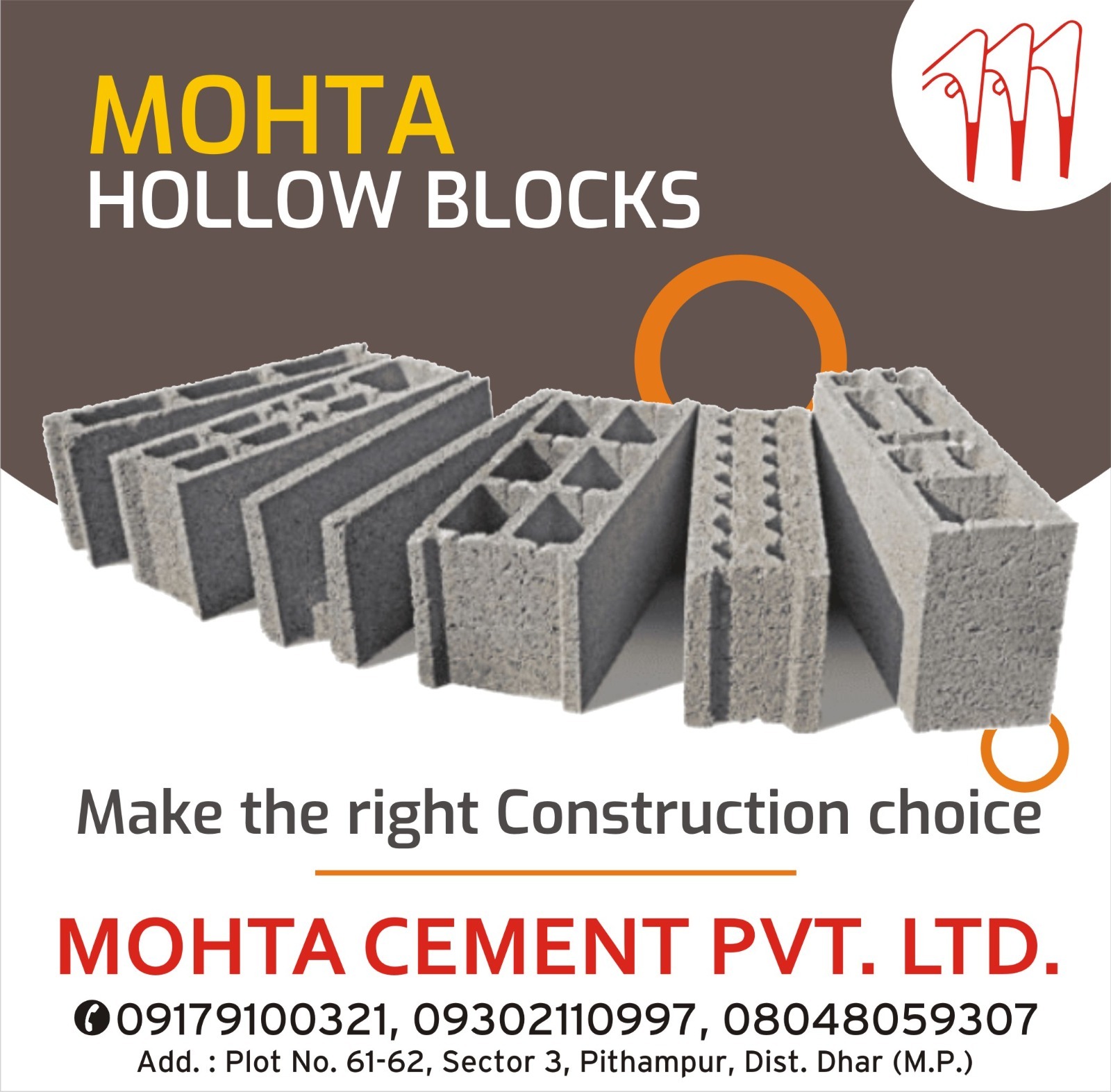 Hollow Blocks - Concrete Material, High Strength Grade, Grey Color | Unmatched Durability, Rapid Hardening, Eco-friendly Solutions, Easy Installation