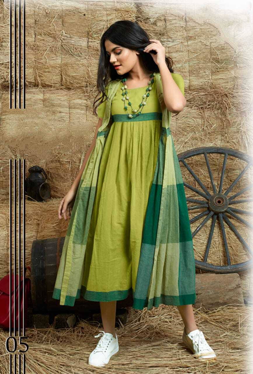 Girls Western Kurti - Cotton Fabric, Sizes M, L, Xl, Xxl, 45" Length | All Season Wear, Short Sleeves, Digital Print