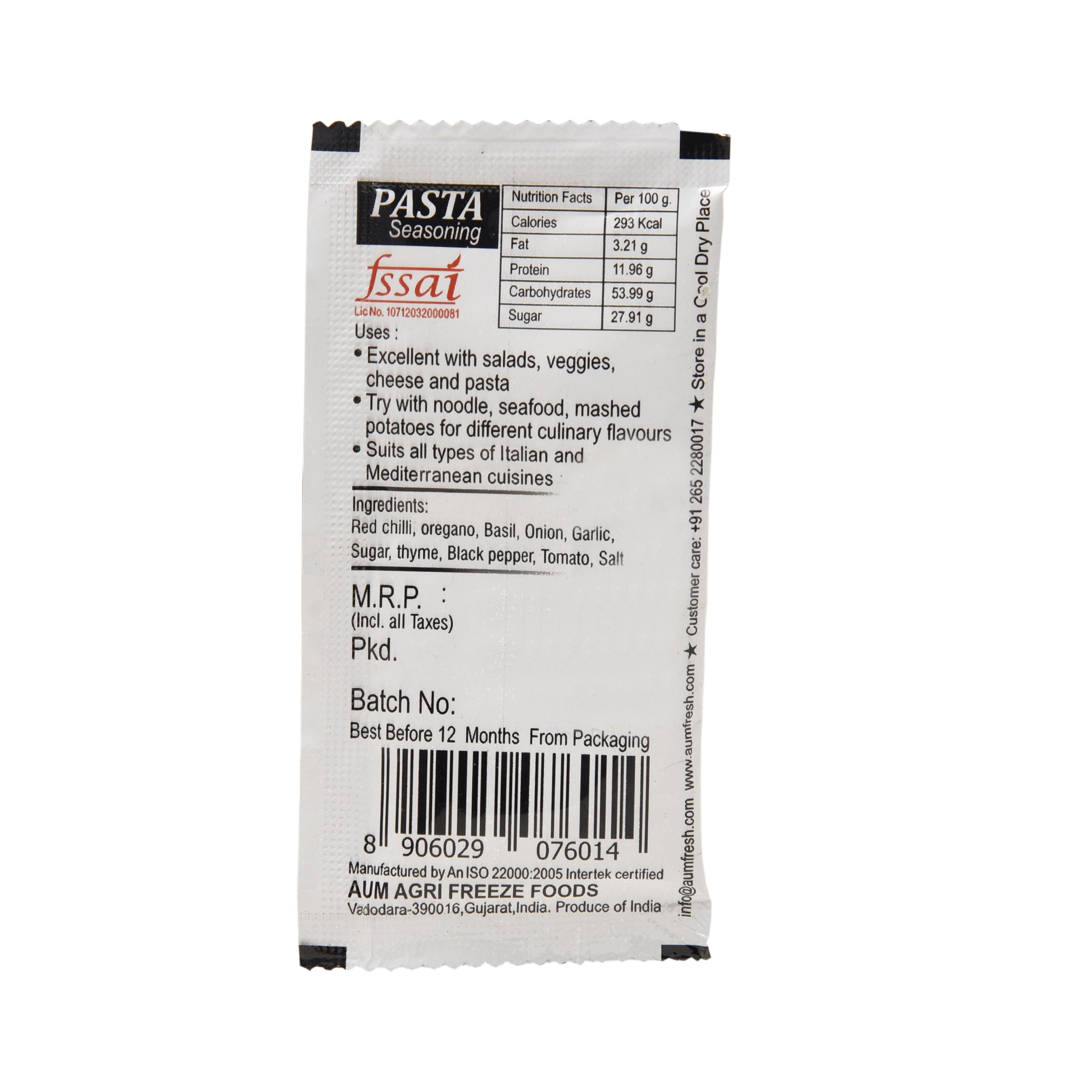 Pasta Seasoning Sachets - Freeze Dried Powder & Granules, 5 Grams In Cool & Dry Packaging