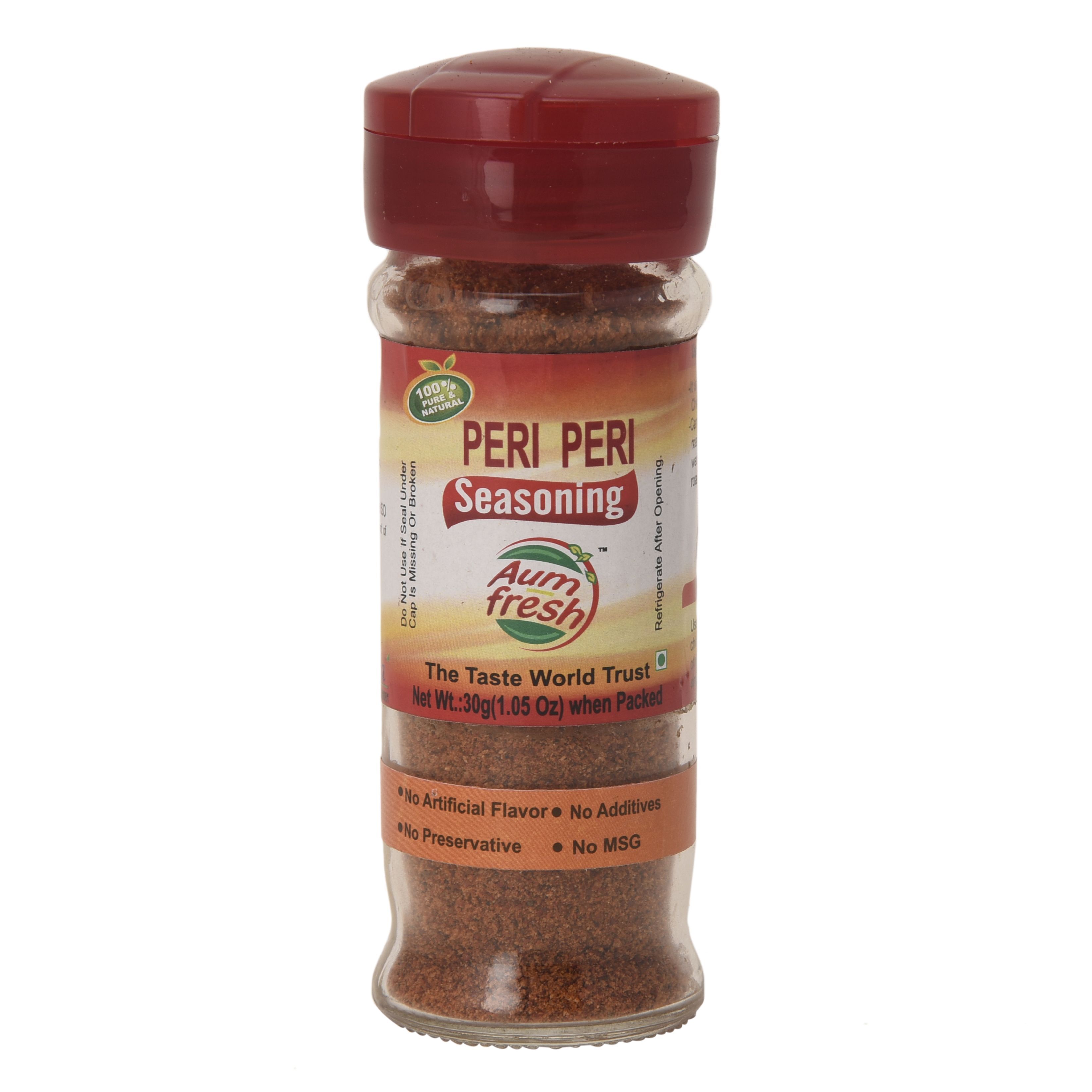 Peri Peri Seasoning - 30 Gm Deep-red Powder & Granules | 100% Pure & Natural No Artificial Flavors Advanced Low Temperature Cold Dried Technology