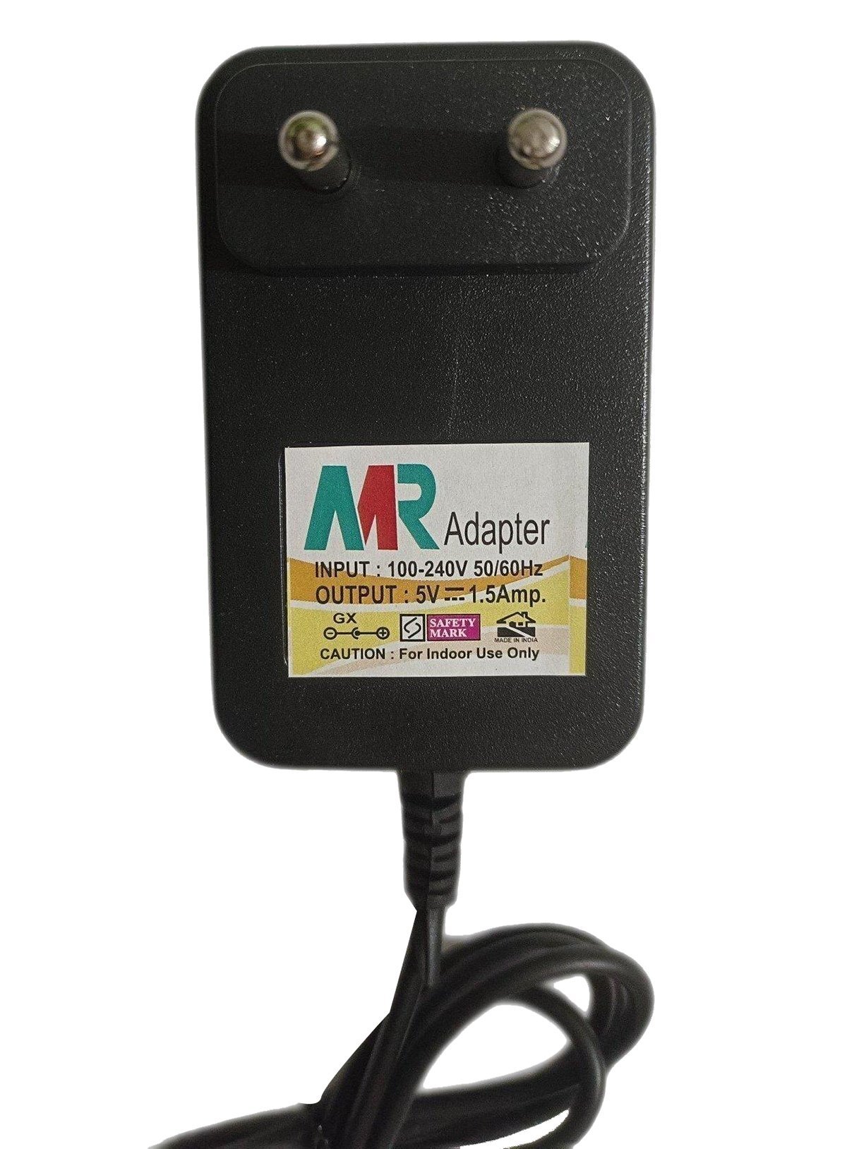 5v 1.5 Amp Power Adaptor - Dc Output, 100v-240v Input Voltage, Single Phase, Pvc Plastic Material | Low Ripple, High Efficiency, Power Led Indicator