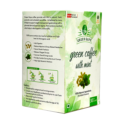 Green Coffee With Mint - Organic Arabica Blend , Finely Ground For Easy Mixing and Refreshing Mint Flavor in Convenient Dip Bags
