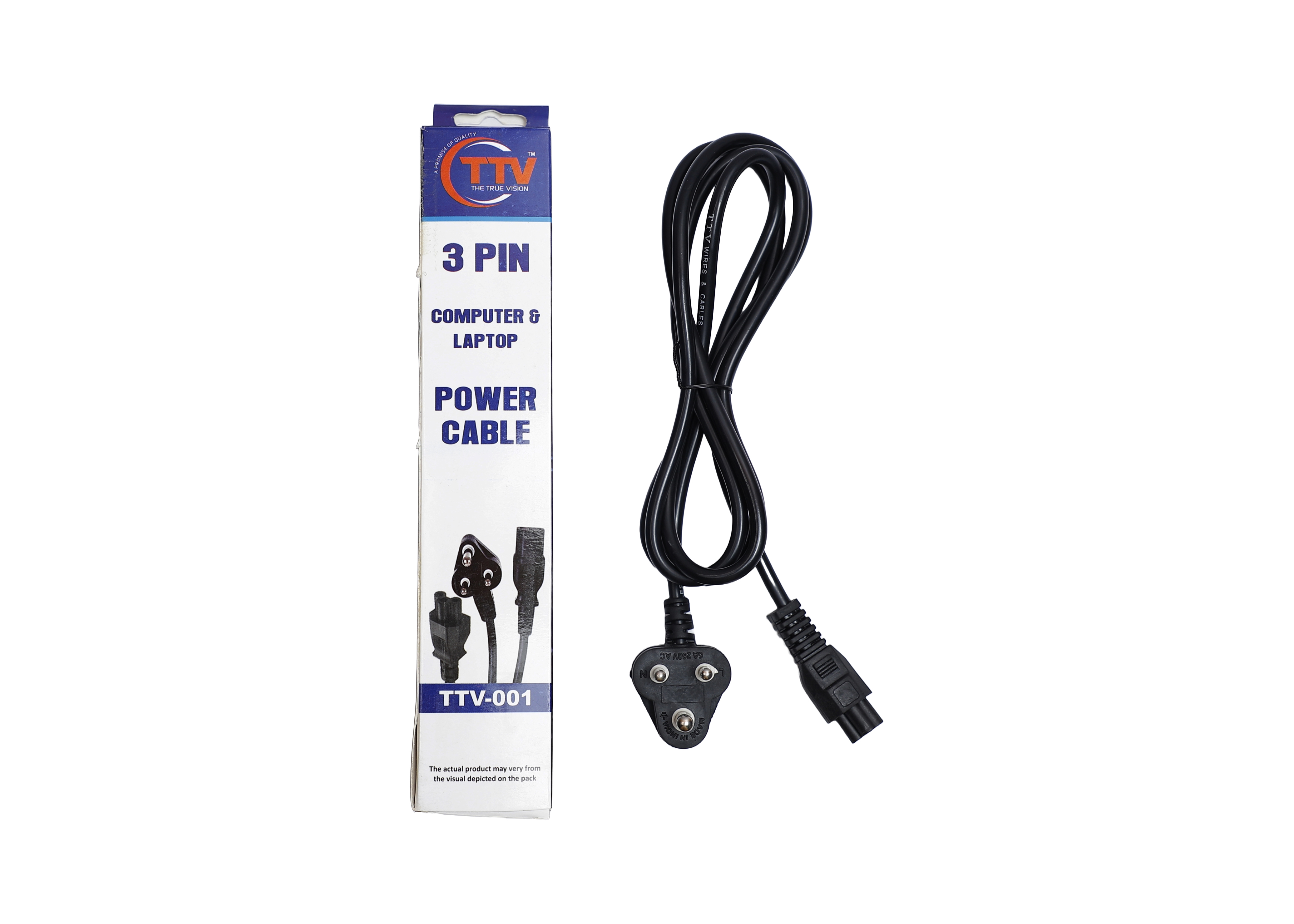 Computer Laptop Power Cable - Pvc Jacket, 240 Watt Rated Current, Black Color | Durable, Flexible, Wear-resistant Design