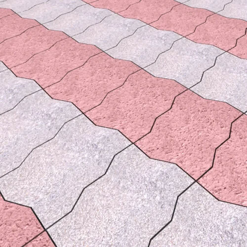 Interlocking Zig Zag Paver Block - Cement, 4" x 8", Red, Brown, Grey, 60-120mm Thickness | High Dry Density, Manual Production, Moisture Content Nil