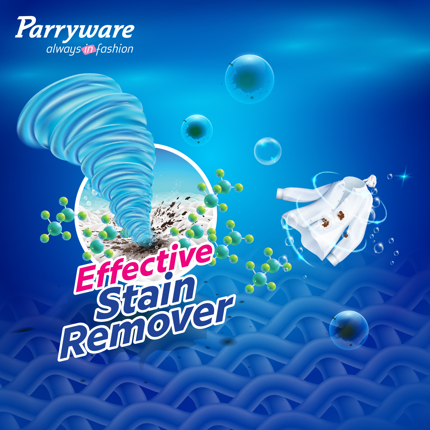 Parryware Fab Det Liquid Detergent For Top Load Washing Machine Liquid 1l Pack - 1000ml, Blue Color, Apeo/npeo Free, Effective Stain Remover, Residue-free