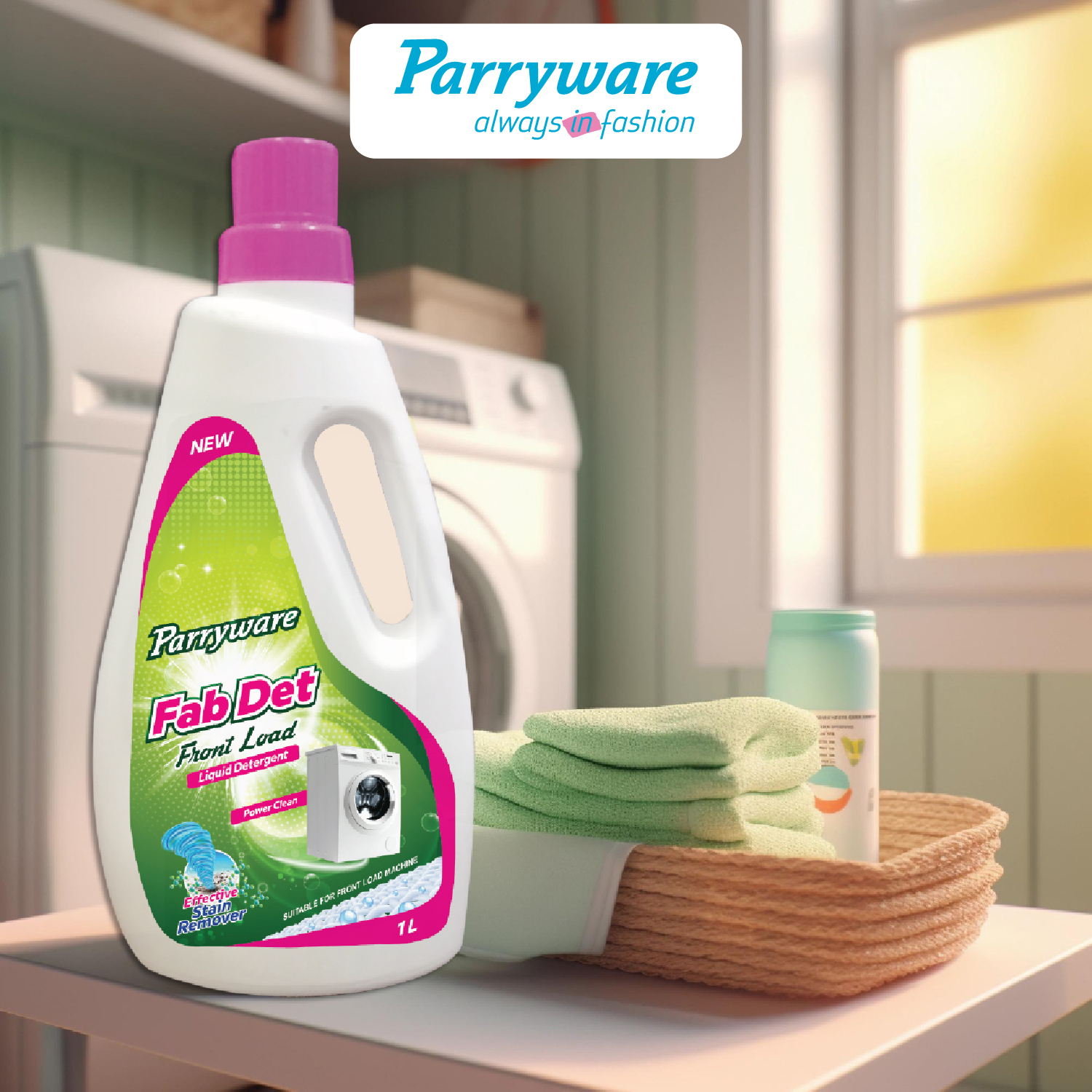 Blue Parryware Fab Det Liquid Detergent For Front Load Washing Machine 1l Pack