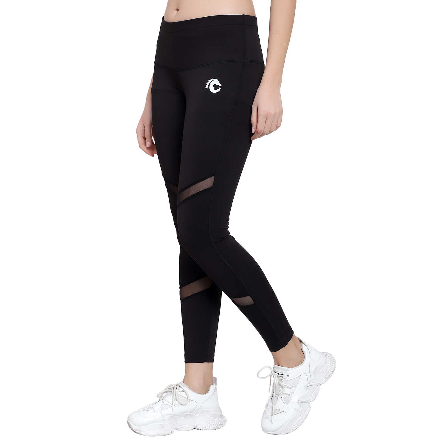 Meshwork Sports Leggings - Polyester Blended, Sizes S-xxl | Stylish Front Mesh Design, Perfect Fit For Yoga And Workouts