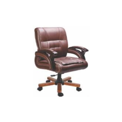 D-107 Medium Back Chair - High-Quality Leather, Brown Color | Modern Design, 1-Year Warranty, Easy to Clean, Eco-Friendly