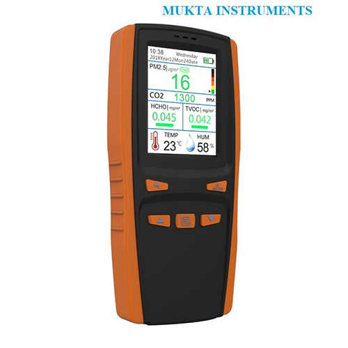 Black And Orange Multi-function Co2 Pm 2.5 Air Quality Monitor