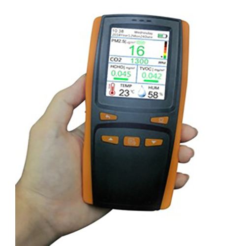 Black And Orange Multi-function Co2 Pm 2.5 Air Quality Monitor