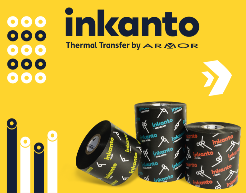 110mm X 75mtrs Inkanto Half Inch Core Ribbons For Zebra Printer - High-quality Waterproof Material, Black, Durable Round Shape, Industrial Application