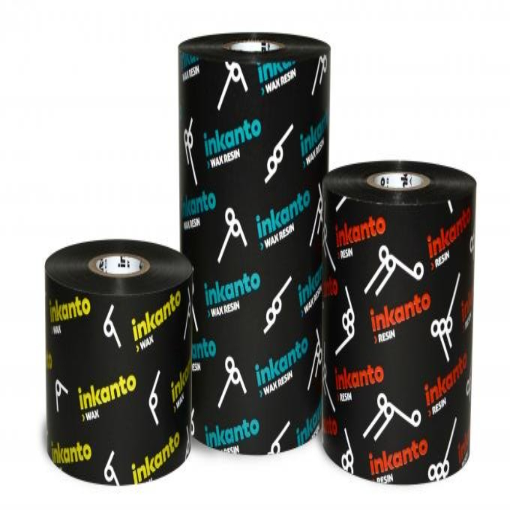 110mm X 75mtrs Inkanto Half Inch Core Ribbons For Zebra Printer - High-quality Waterproof Material, Black, Durable Round Shape, Industrial Application