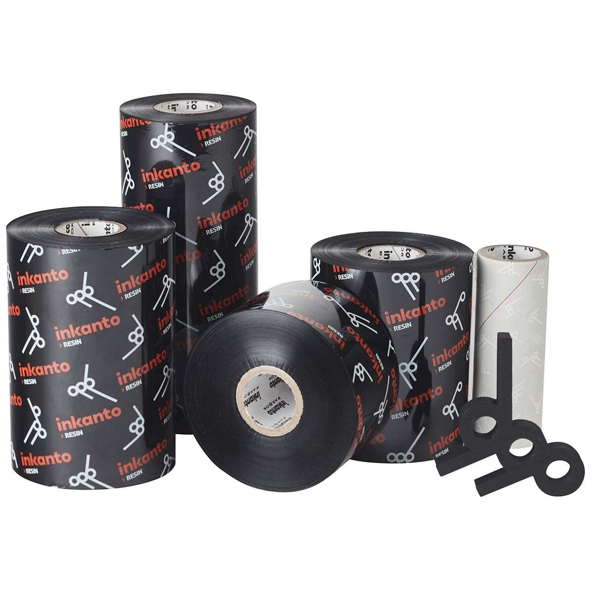 110mm X 75mtrs Inkanto Half Inch Core Ribbons For Zebra Printer - High-quality Waterproof Material, Black, Durable Round Shape, Industrial Application