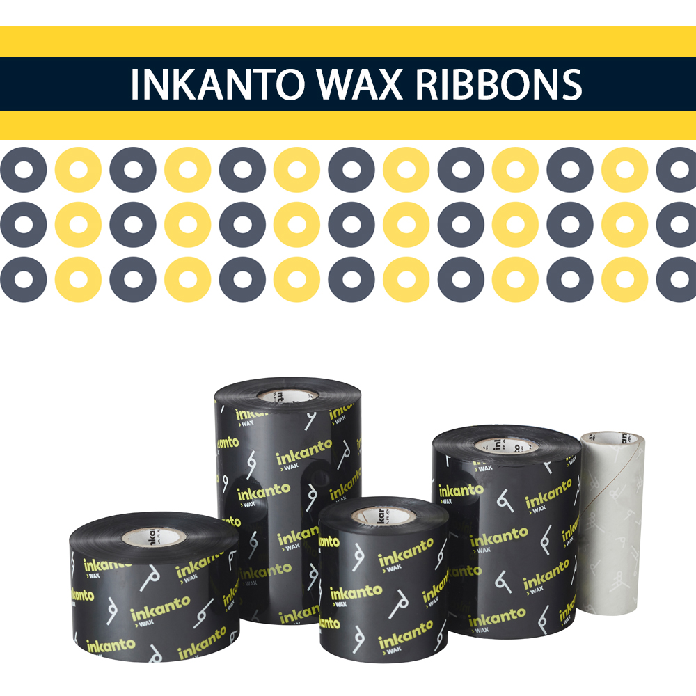 110mm X 75mtrs Inkanto Half Inch Core Ribbons For Zebra Printer - High-quality Waterproof Material, Black, Durable Round Shape, Industrial Application