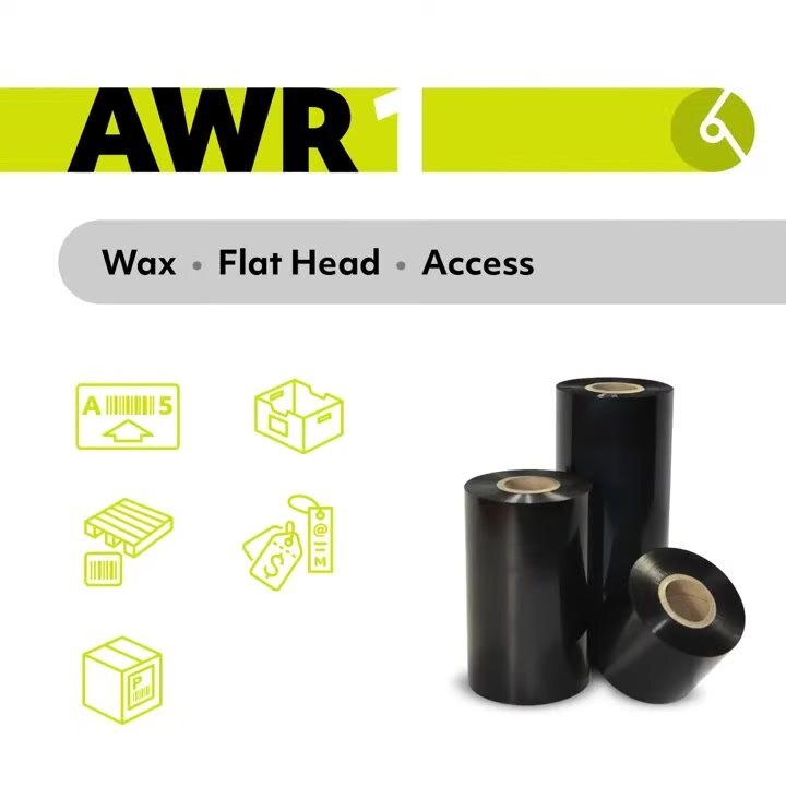 Inkanto Awr1 Wax Ribbon - Other Material, Custom Sizes From 45mm To 110mm, Black, Waterproof For Industrial Applications, Round Shape