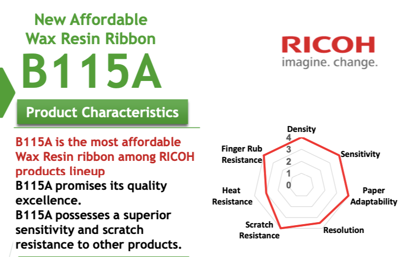 Ricoh B115a Multipurpose Wax Resin Application: Industrial