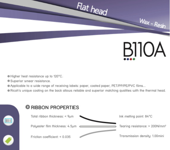 B110a Ricoh Wax Ribbon Application: Printing Industry