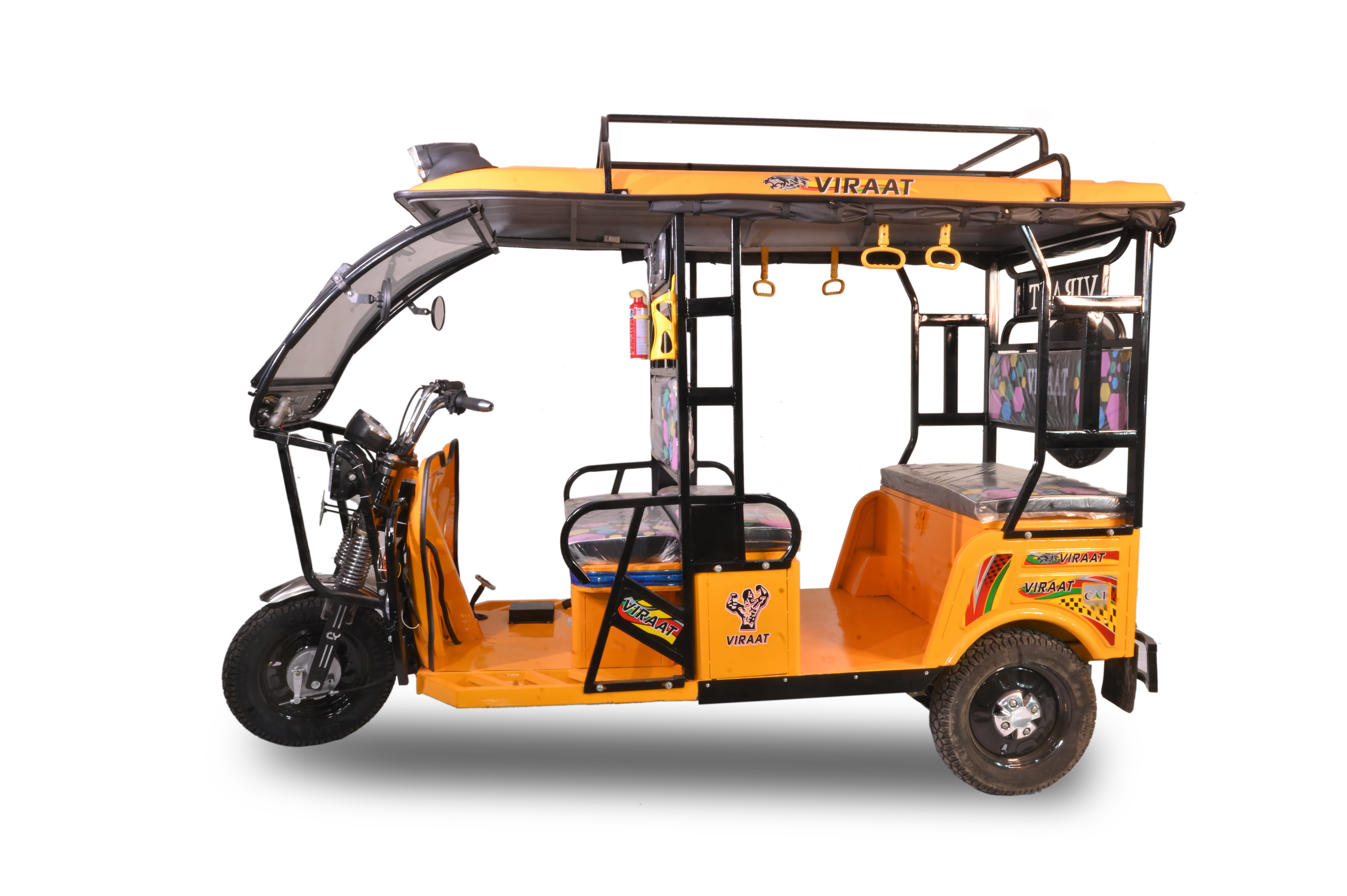 Viraate Rickshaw - M.s Steel, 48v/130-150ah, Yellow | Durable Build, Electric Power, High Load Capacity, Digital Speedometer, Stylish Led Lights, Long Range