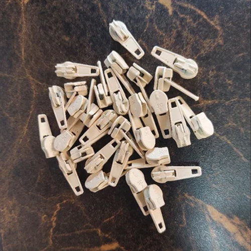 White Auto Lock Zipper Slider - Durable Steel, Customized Sizes, Polished Finish | Reversible Design, Corrosion and Rust Resistant, Ideal for Commercial Use
