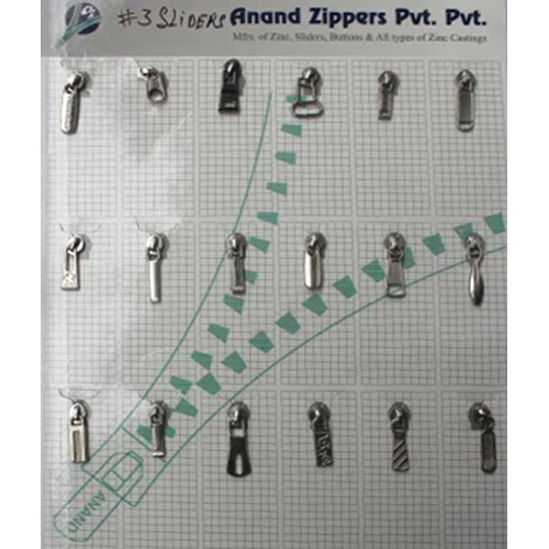 3 CFC Zippers Sliders - High-Quality Steel, Custom Size, Polished Finish | Durable, Rust-Resistant, Reversible Design for Commercial Use