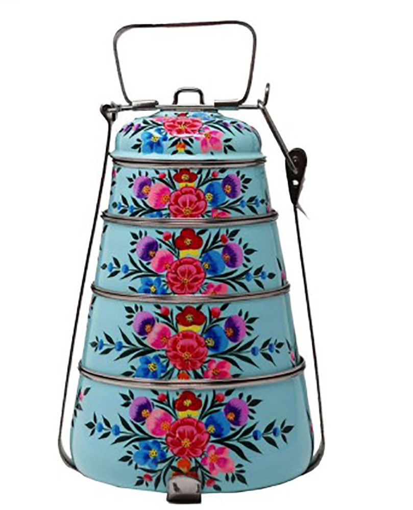 4 Tier Enamel Printed Tiffin (C) - Capacity: 1.5 Ltr