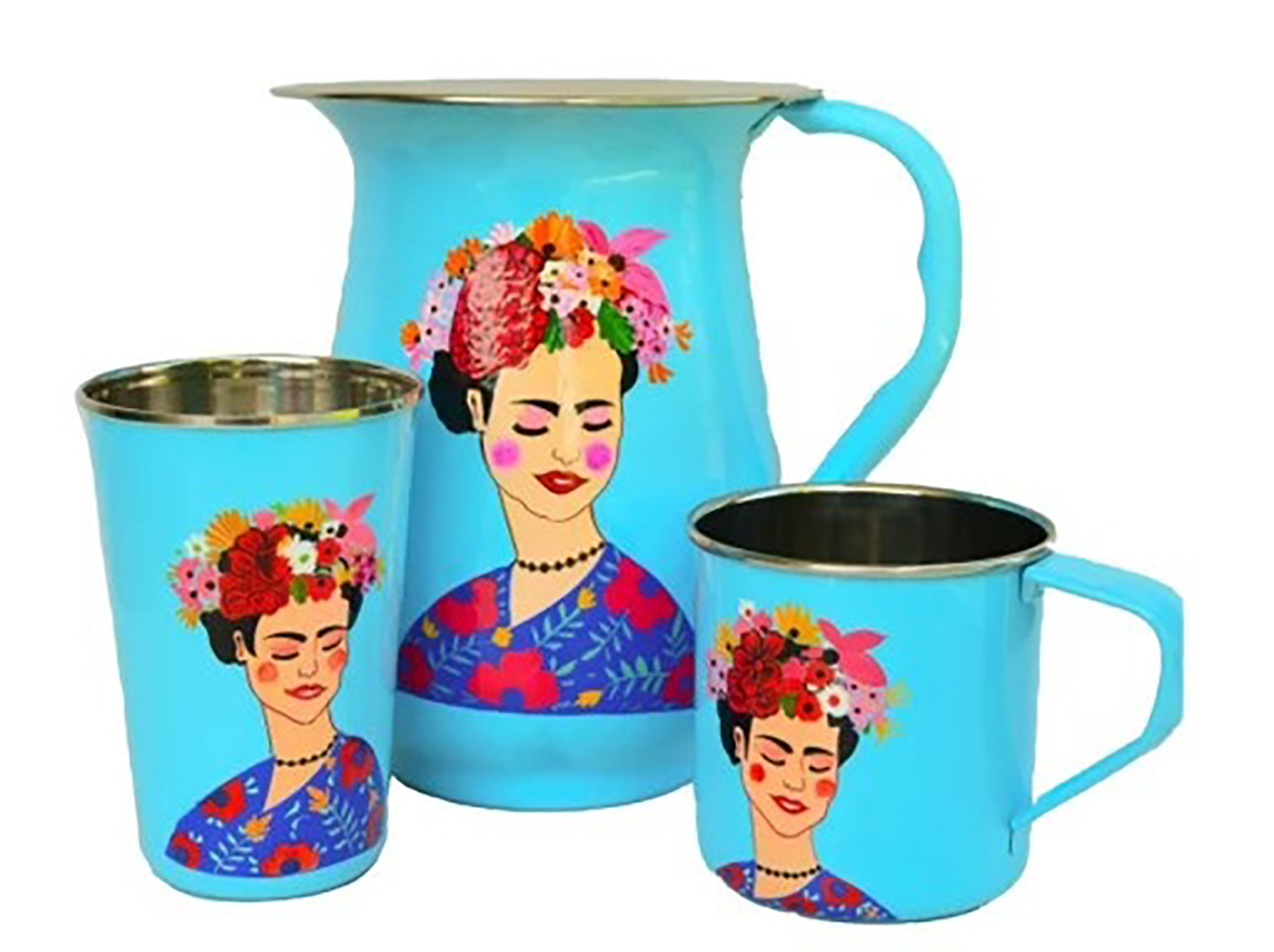 Enamel Printed Jug Set (D) - Copper Material, Ergonomic Design , Handcrafted Tiffin With Matching Glass For Enhanced Beverage Experience