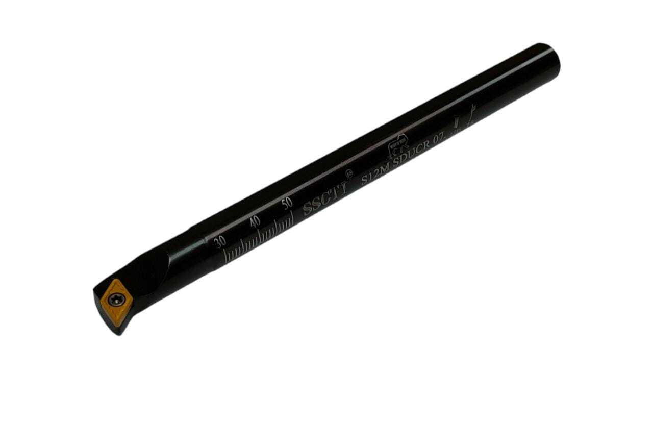 Screw Clamp Boring Bar - Steel, 12mm Diameter X 150mm Length, Black Coated, Hrc 40-45 Hardness | Polished Surface, Industrial Use