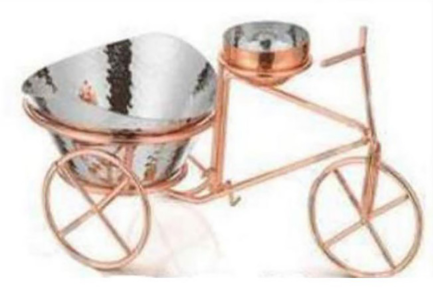 Steel Serving Rectangular Car With Brass - Silver Bowl Set With Handcrafted Copper Finish, Ergonomic Design, Includes Matching Glass And Spoon