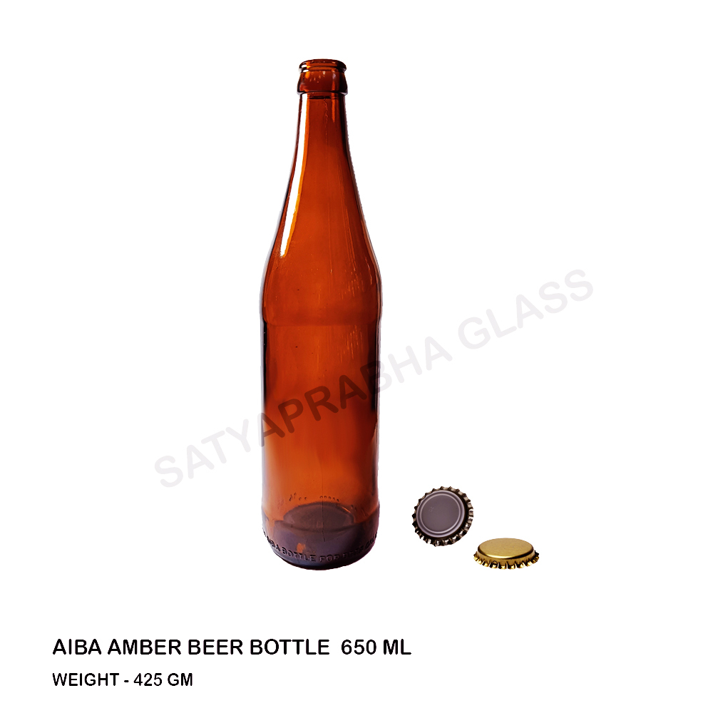650 Ml Glass Beer Bottles - Glass, 650 Ml Capacity, Amber Color, Diameter 74.2 Mm, Height 282 Mm, Round Shape, Crown Cap Sealing | Lightweight, Appealing Design, Impeccable Finish