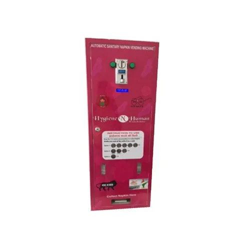 Automatic Sanitary Napkin Vending Machine - Steel, Standard Size, Pink Color | 230V Automatic Operation, 16kg Weight, Warranty Included