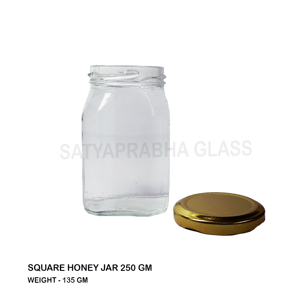 Transparent 250 Gm Square Honey Jar