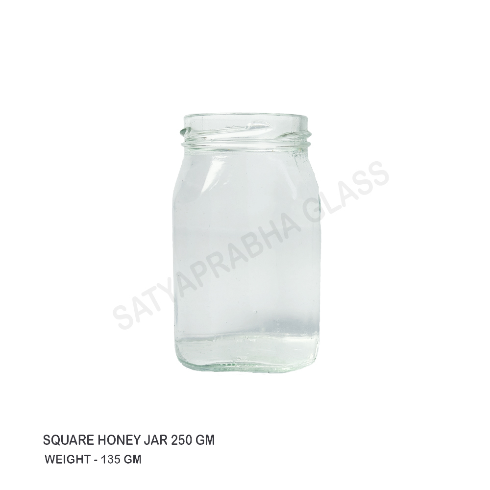 Transparent 250 Gm Square Honey Jar
