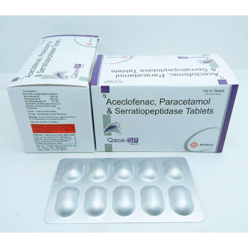 Aceclofenac, Paracetamol & Serratiopeptidase - 100 mg, 325 mg, 15 mg Tablets | General Medicine, Suitable for All, Store in a Cool Place