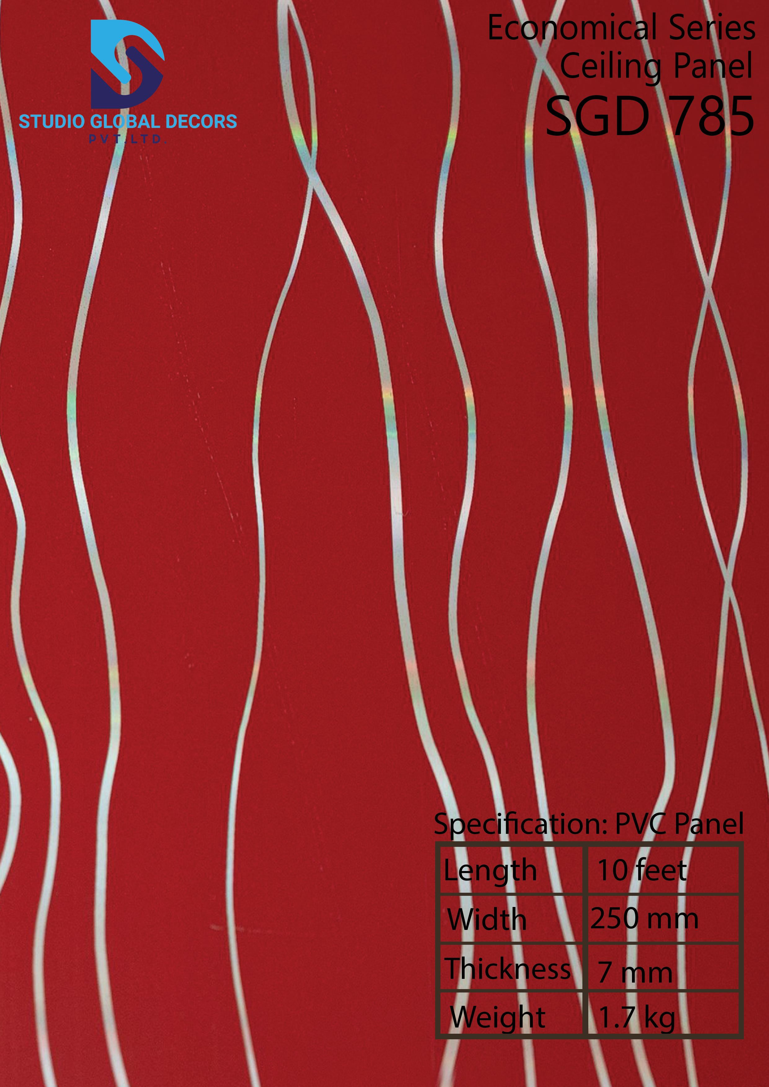 Gloden Line Pvc Wall Panel - Color: Having More Than 50 Colors