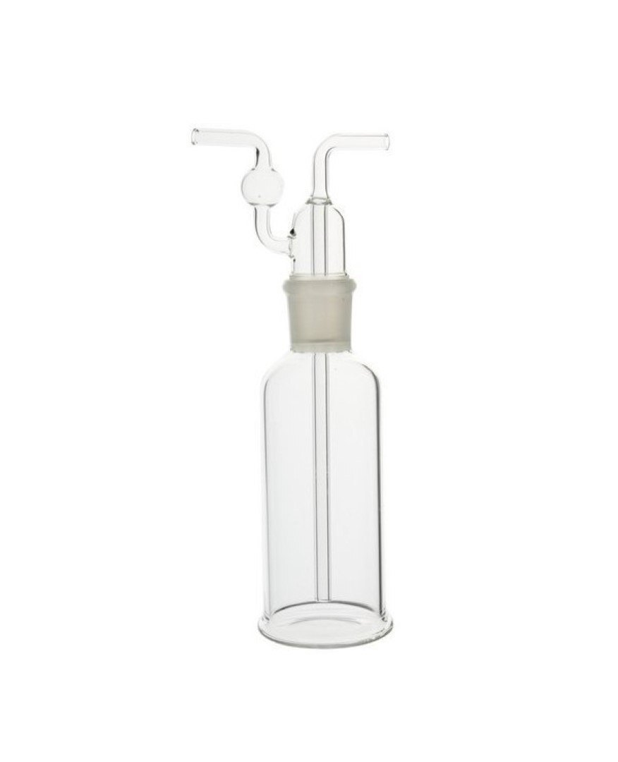 Gas Washing Bottle - Glass, 125ml, 250ml, 500ml | Transparent, Chemical Resistant, Interchangeable Stopper, Suitable For Chemical Laboratories