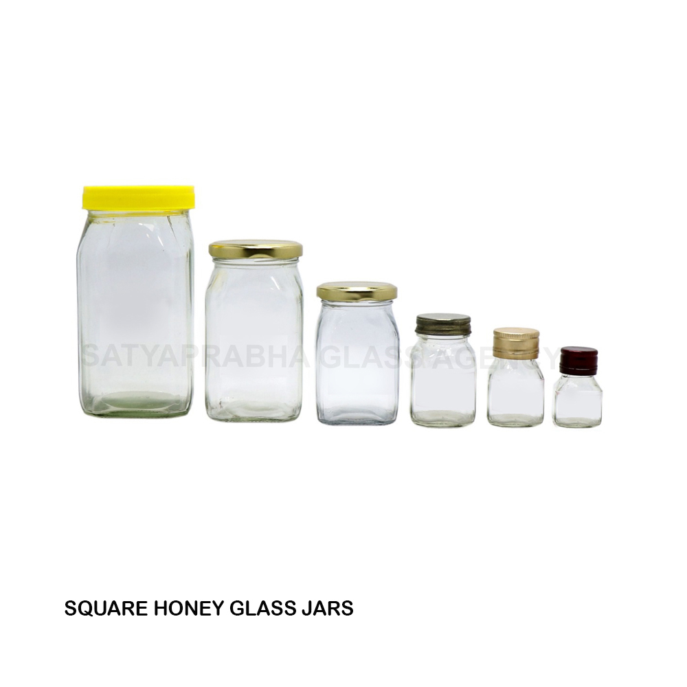 Transparent 1 Kg Square Honey Jar