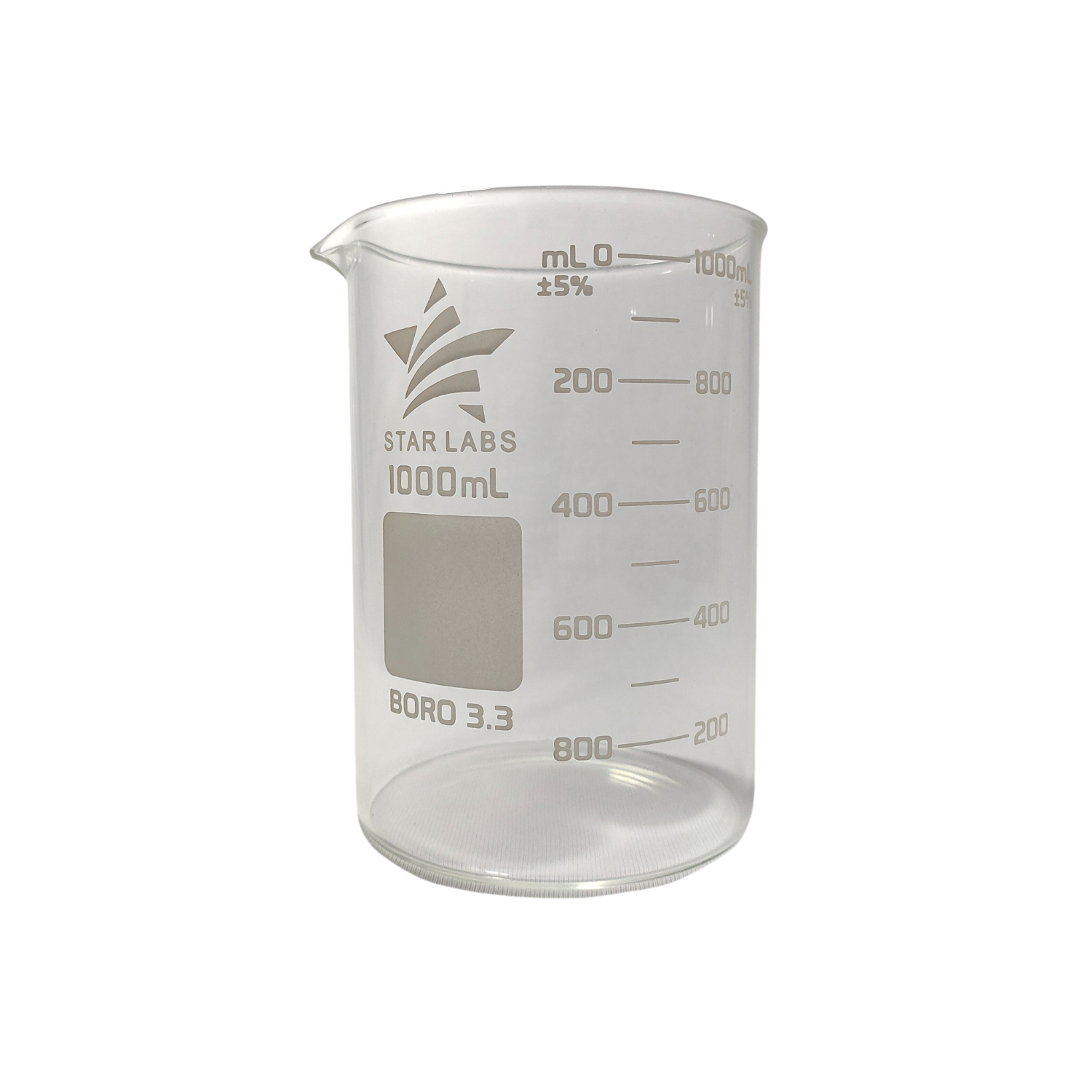 Borosilicate Glass Beaker 1000ml - Boron Trioxide Material, Transparent Color | Excellent Chemical Resistance, Microwavable & Autoclavable