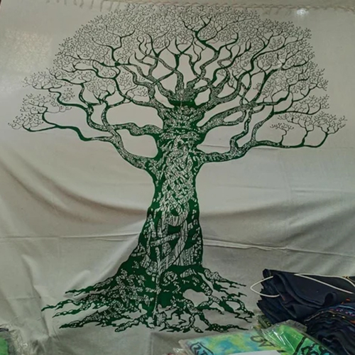 Tree Printed Cotton Bed Sheet - 100% Cotton, King Size, Multicolor | Washable, Soft, Eye-catching Design