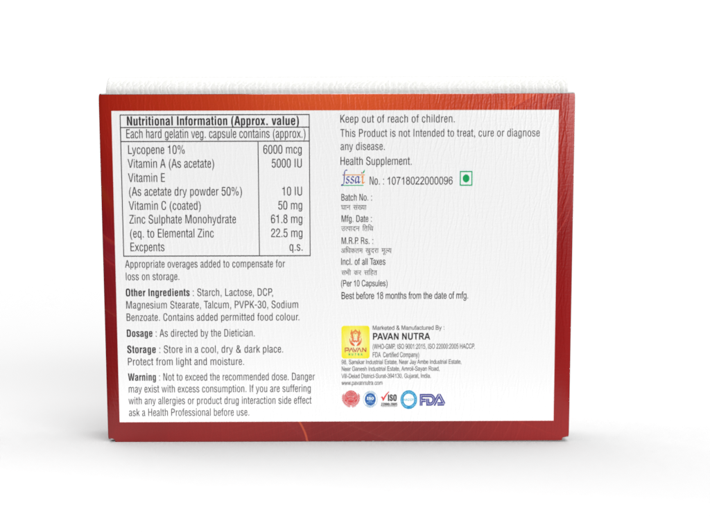 Multivitamin Capsule - Vegetable Capsule Supplement 1x19 Count | Red, Contains Lycopene, Essential Vitamins And Minerals For Health Maintenance