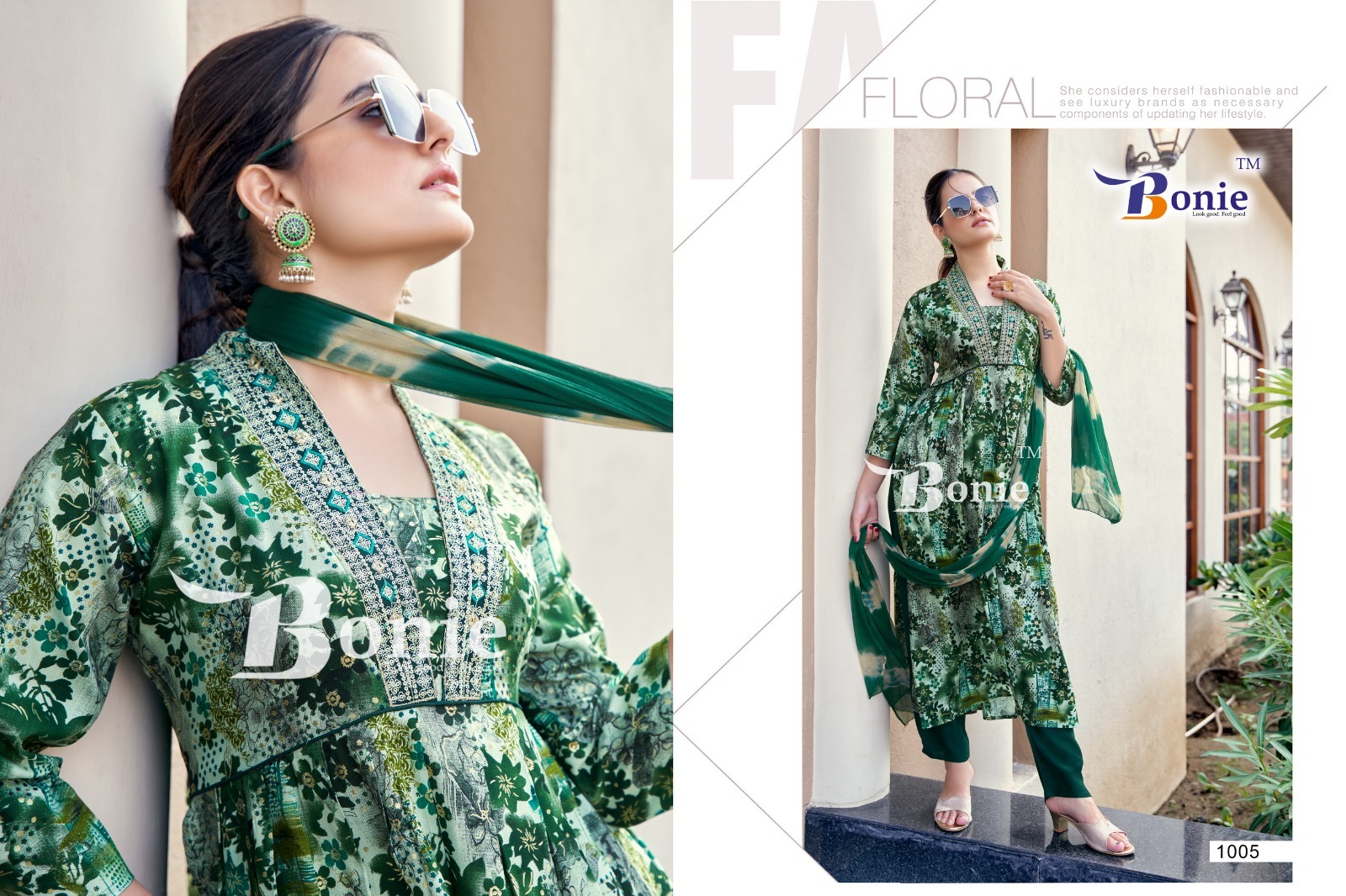 New Designer Heavy Rayon Printed Kurti - 3pc Set With Pant And Dupatta, Cherry Color With Dori Sequence Work, Available In M-2xl Sizes