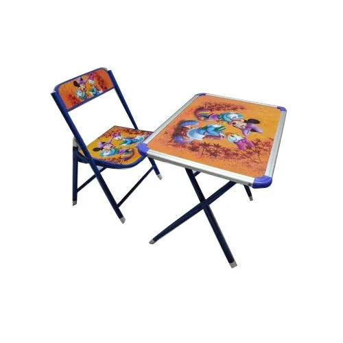 Multicolor Cartoon Printed Kids Study Table Chair Set