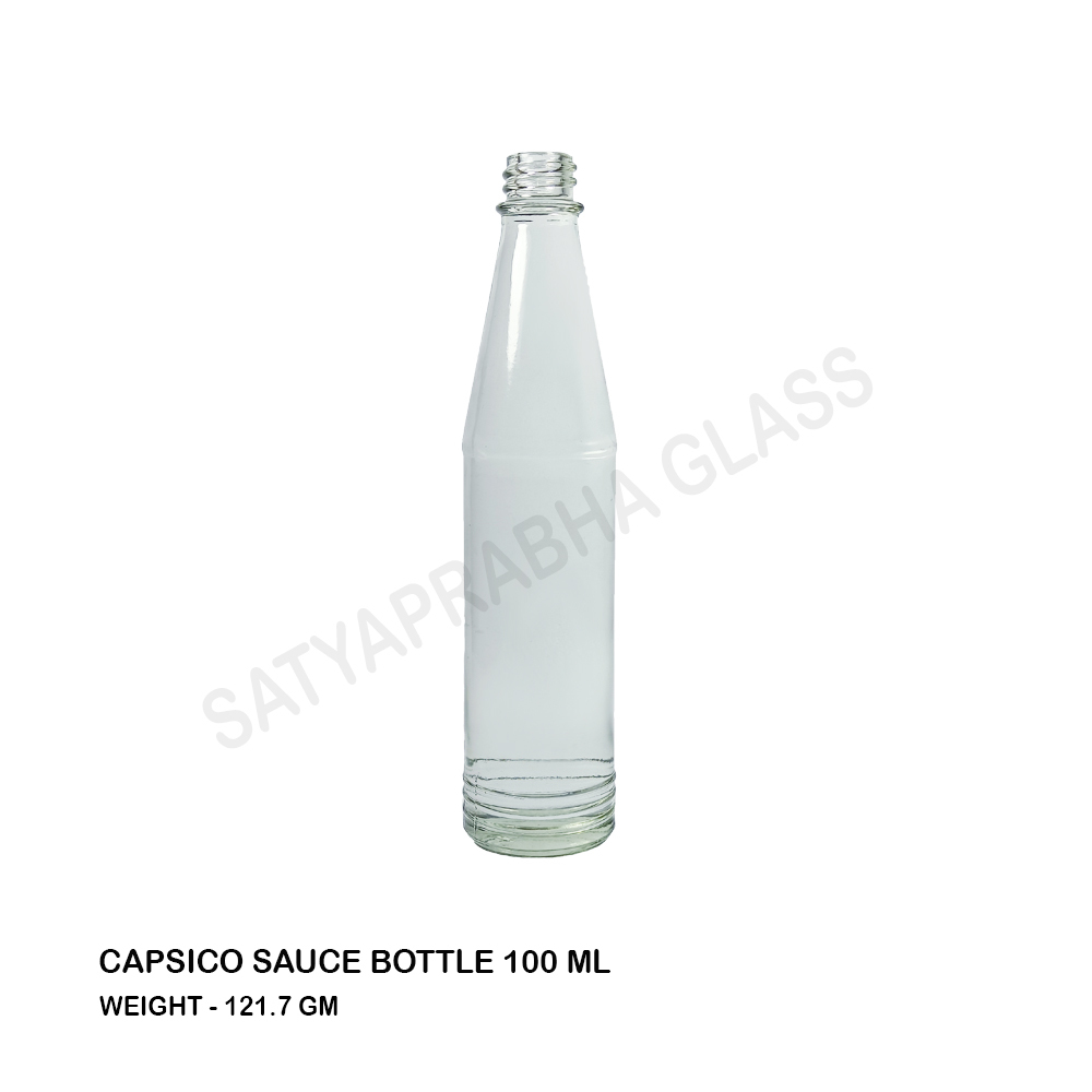 Glass Sauce And Oil Bottle - 100 Ml Capacity, Transparent Round Shape With Plastic Screw Cap