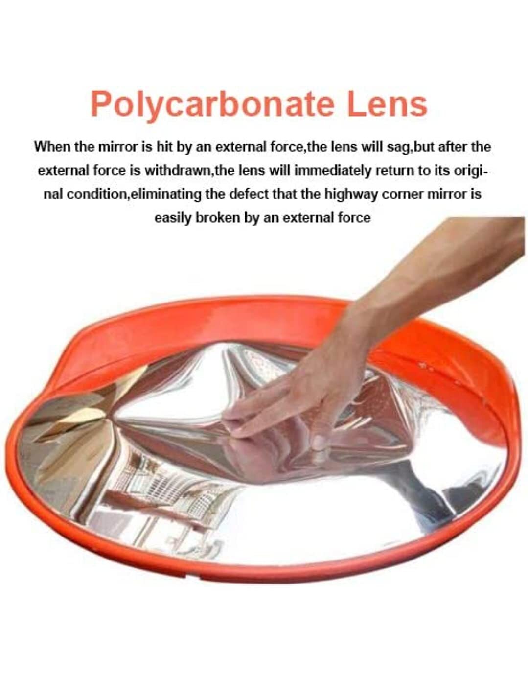 Convex Mirror - Polycarbonate 24 Inch | Wide-angle Viewing, Weather-resistant, Adjustable Mounting, Ideal For Road Safety