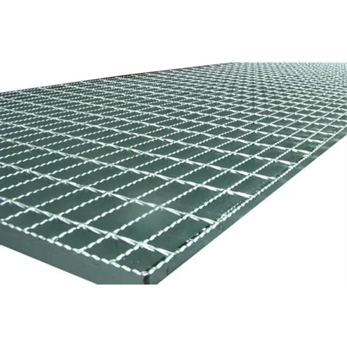 Antiskid Gratings - Steel Material, Customized Size, Silver Color, Rectangle Shape, Powder Coated Finish | Domestic & Commercial Usage