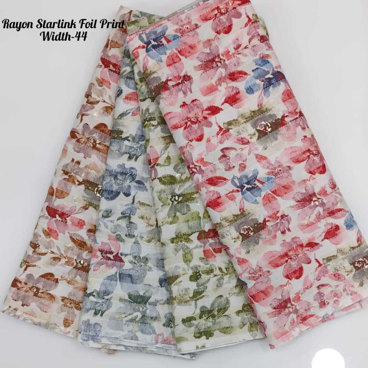 Rayon Starlink Foil Print - 44" Width, All Colors Available For Women's Indian Wear, Printed Pattern