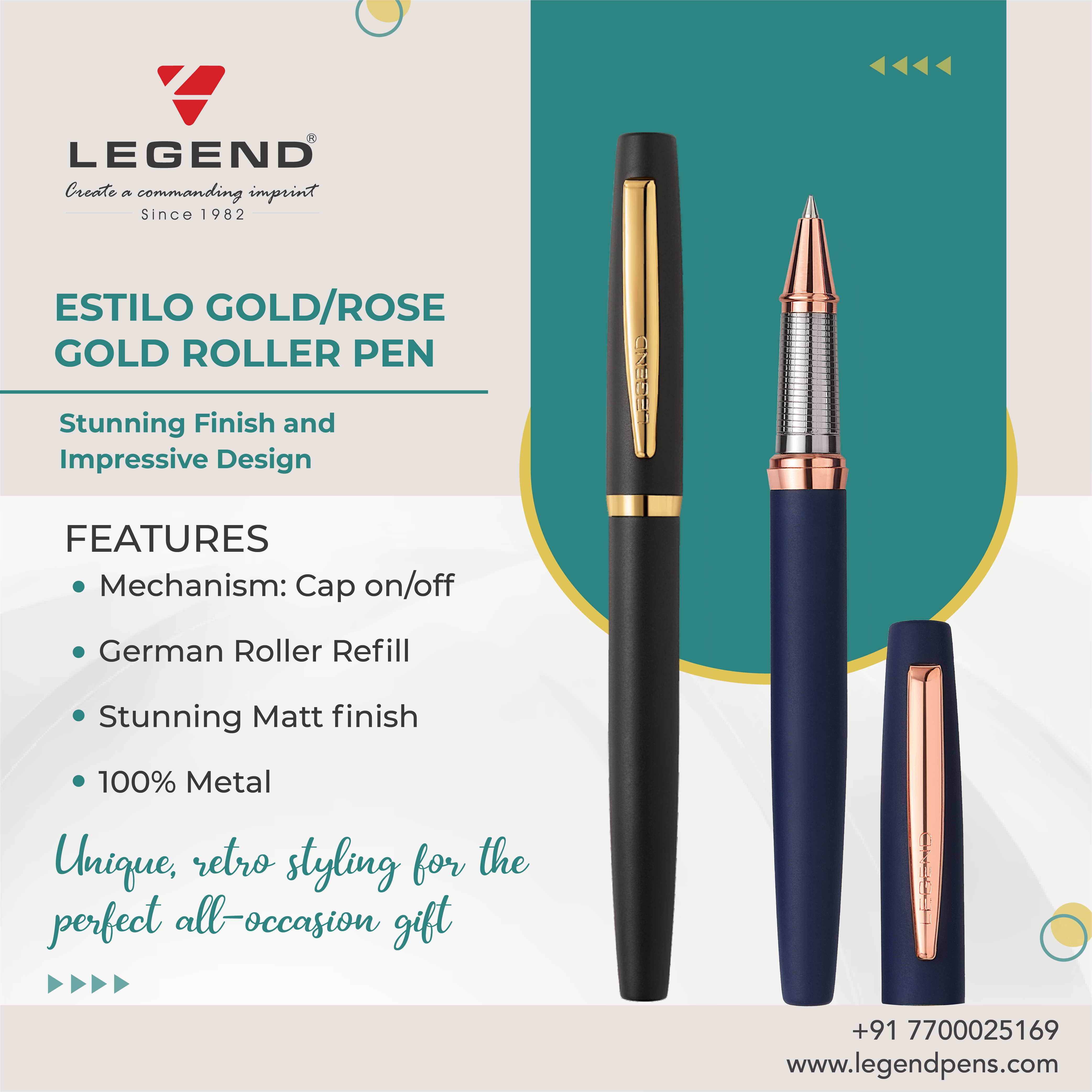 Estilo Bp And Rp Gold Edition Roller Pen Set - Gold-plated Body, Ergonomic Design, Refillable Ink System , Smooth Writing Experience