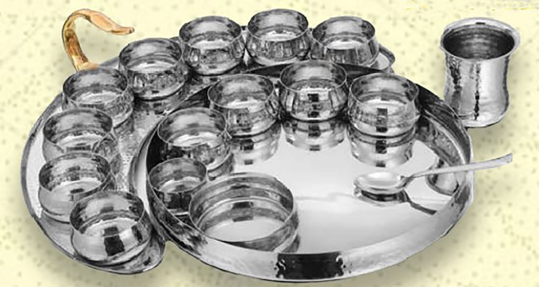 Konica Thali Set - 8 Pieces, Stainless Steel | Dishwasher Safe, Induction Compatible, Versatile For Home, Weddings, Pooja, And Dining