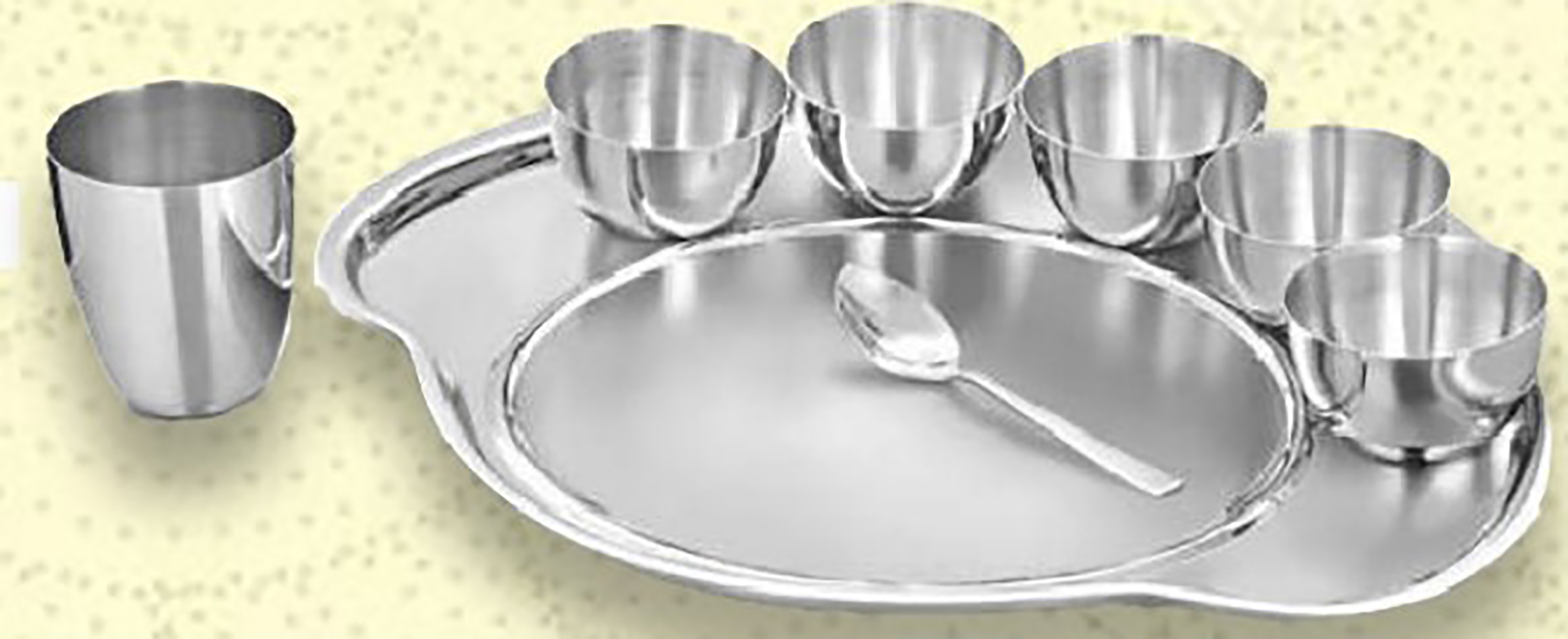 Soverign Thali Set (9 Pcs Set) - Stainless Steel, Durable Design, Suitable For Dishwasher Use, Versatile For Dining And Pooja Functions