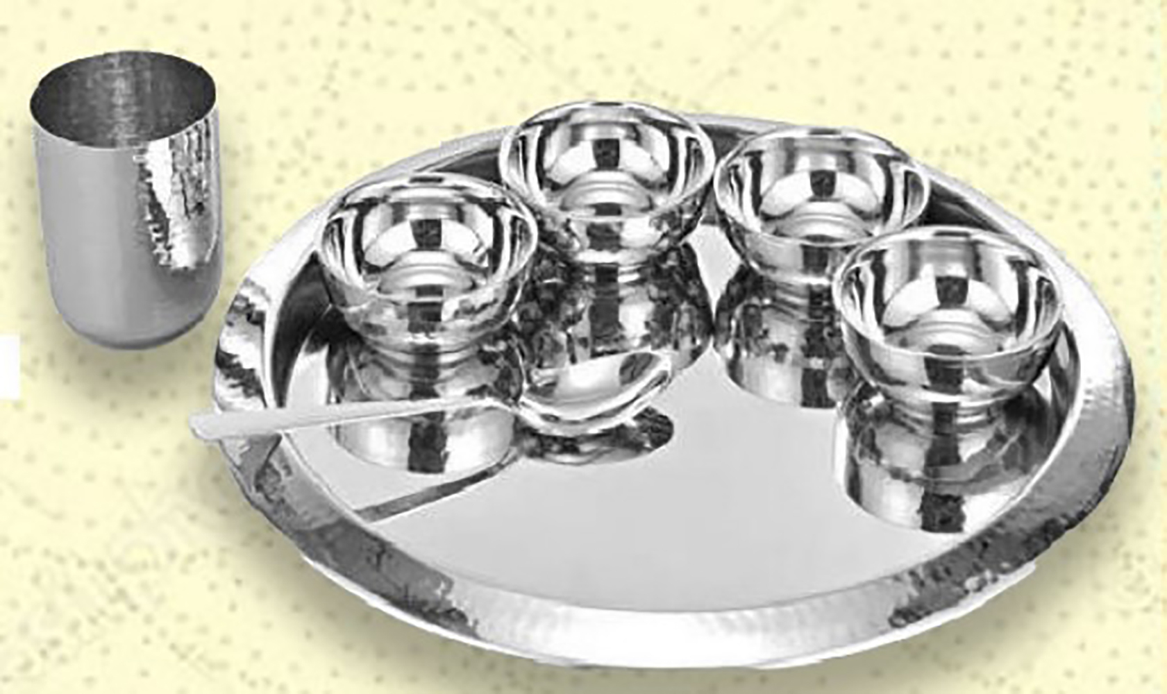 Oval Thali Set (8 Pcs) - Durable Stainless Steel, Elegant Oval Shape, Ideal For Dining And Pooja, Dishwasher Safe, Rust-resistant Design